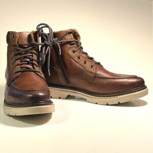 New Franco Fortini Men's Ken Cognac Leather Ankle Lace Up Lug Boots SZ 9